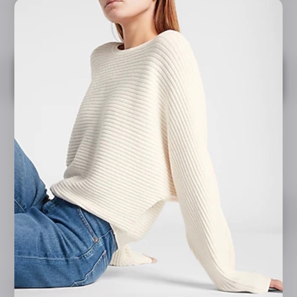 Ribbed Dolman Sleeve Sweater 